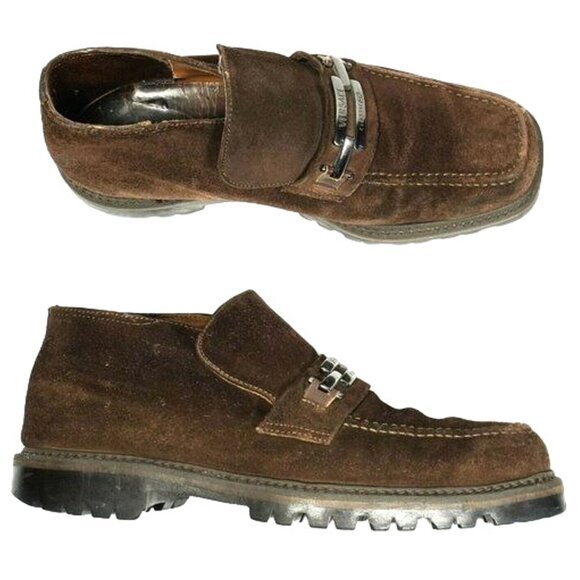 Versace Italy Classic V2 Dress Shoes Brown Suede Bit Loafers Ankle Boots Men's 9 - Picture 3 of 13